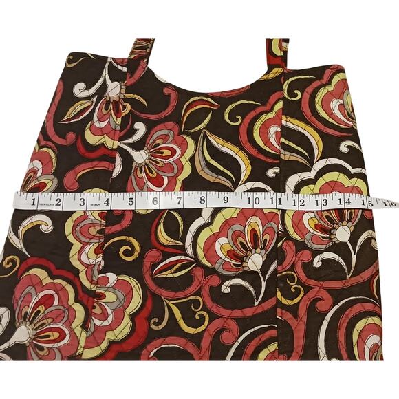 Vera Bradley Pucini Curvy XL Tote Bag Brown, Red, Yellow, White Retired Pattern - Picture 3 of 6
